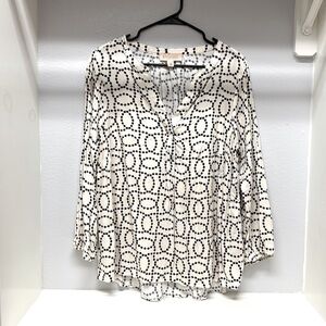 Philosophy Ivory/Black swirling beads print blouse